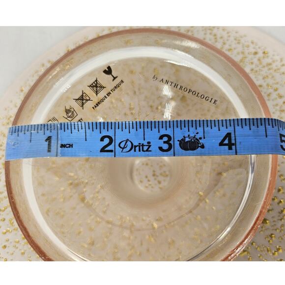 ANTHROPOLOGIE 13" ROSE CLEAR GLASS WITH GOLD DROPLETS CAKE STAND - Picture 8 of 9